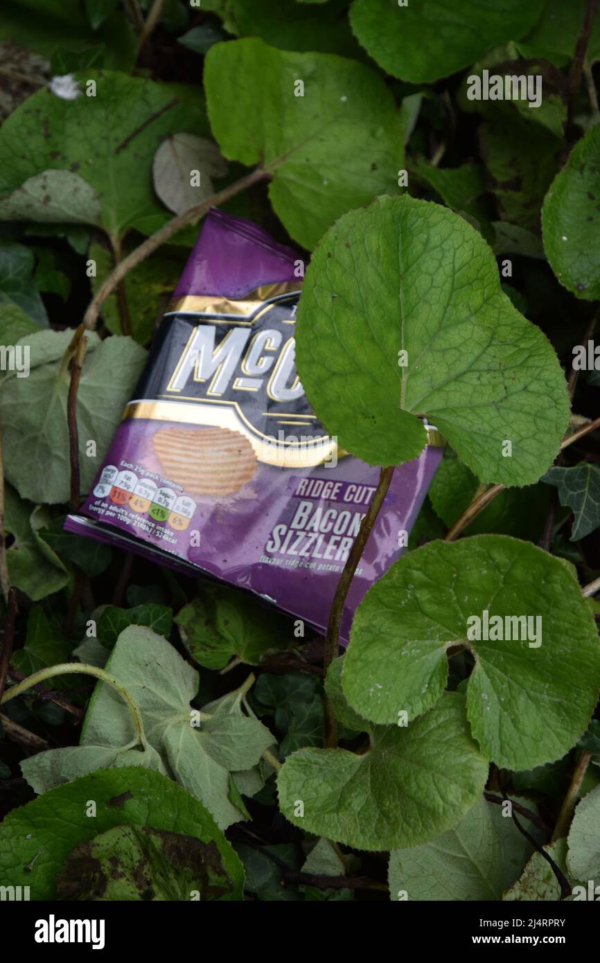 discarded mccoys crisp packet, england Stock Photo