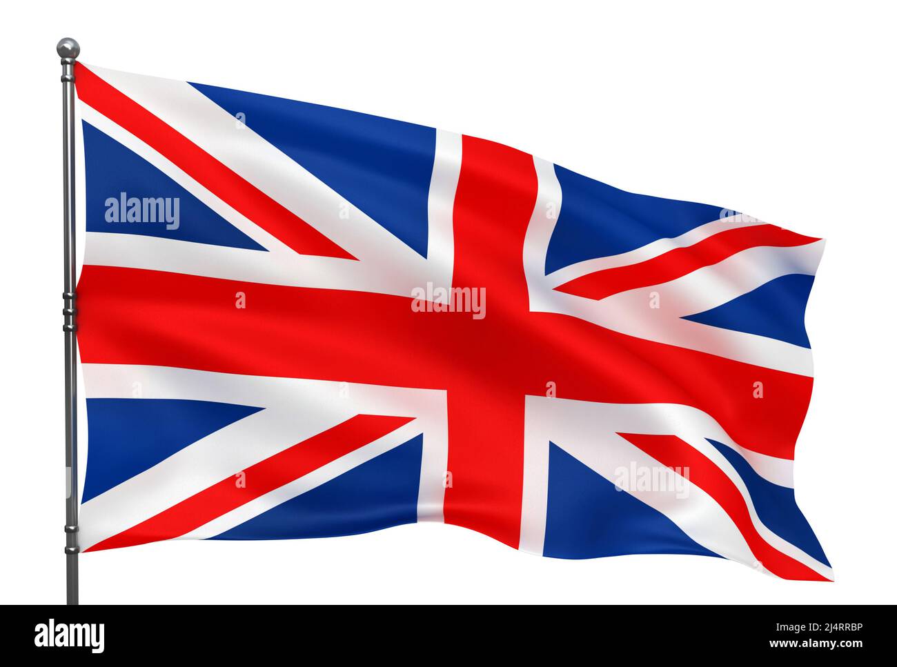 Waving English flag isolated over white background Stock Photo