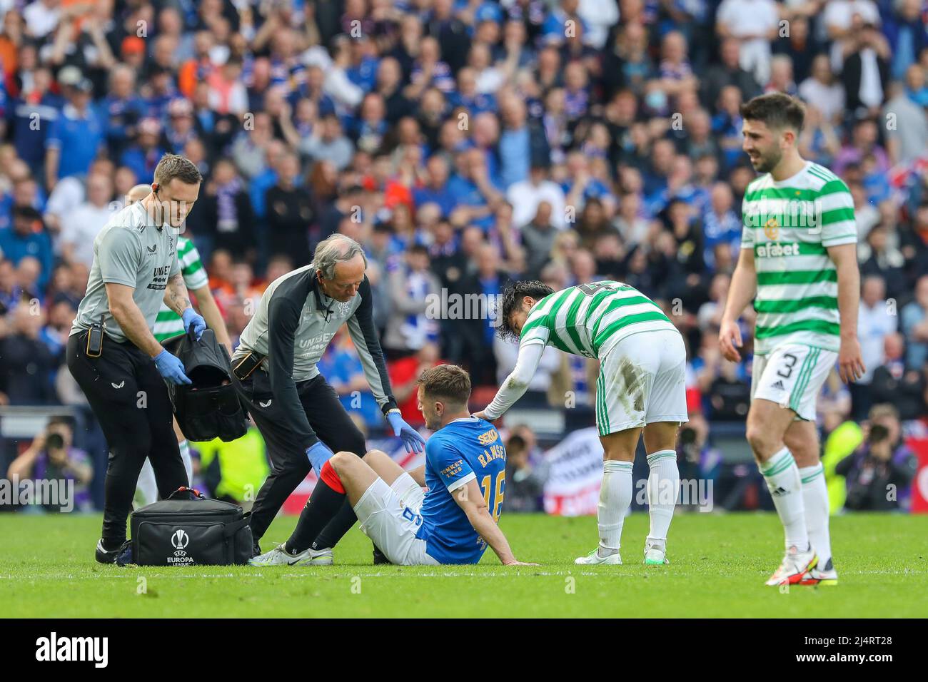 Glasgow, UK. 17th Apr, 2022. Celtic FC play Rangers FC in the Scottish Cup semi-final. The winner of this match goes forwards to play Heart of Midlothian in the final. Credit: Findlay/Alamy Live News Stock Photo