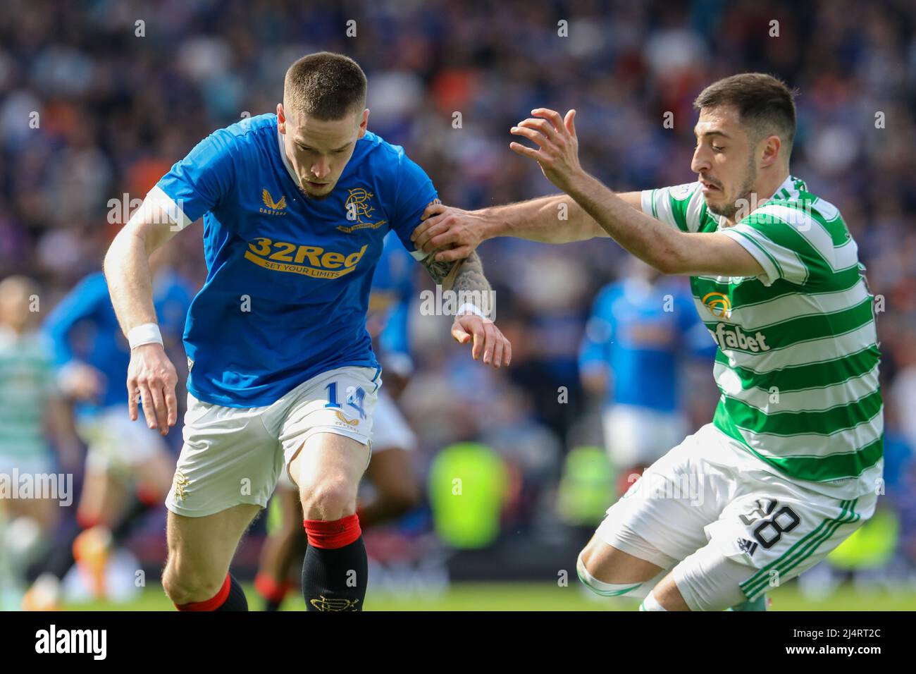 Glasgow, UK. 17th Apr, 2022. Celtic FC play Rangers FC in the Scottish Cup semi-final. The winner of this match goes forwards to play Heart of Midlothian in the final. Credit: Findlay/Alamy Live News Stock Photo