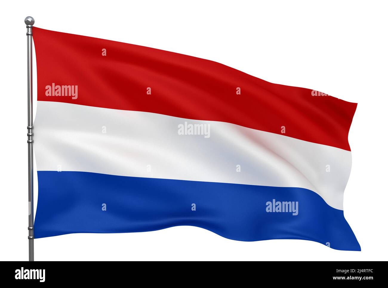 Waving Dutch flag isolated over white background Stock Photo