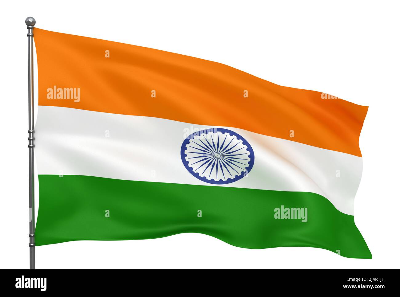 Waving Indian flag isolated over white background Stock Photo - Alamy