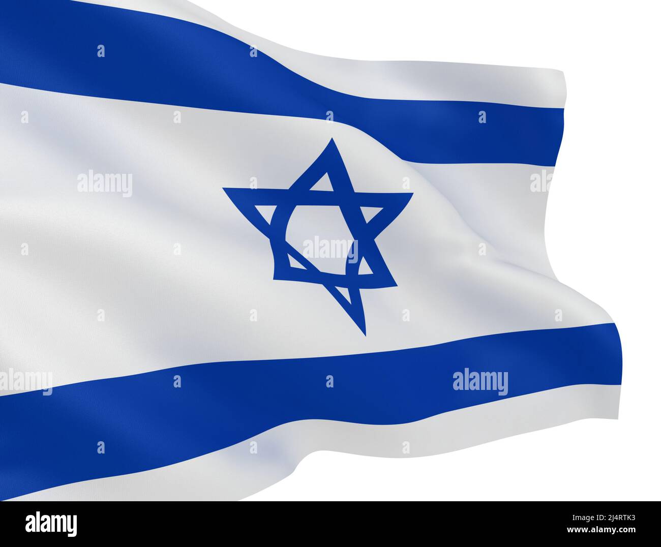 Waving Israeli flag isolated over white background Stock Photo