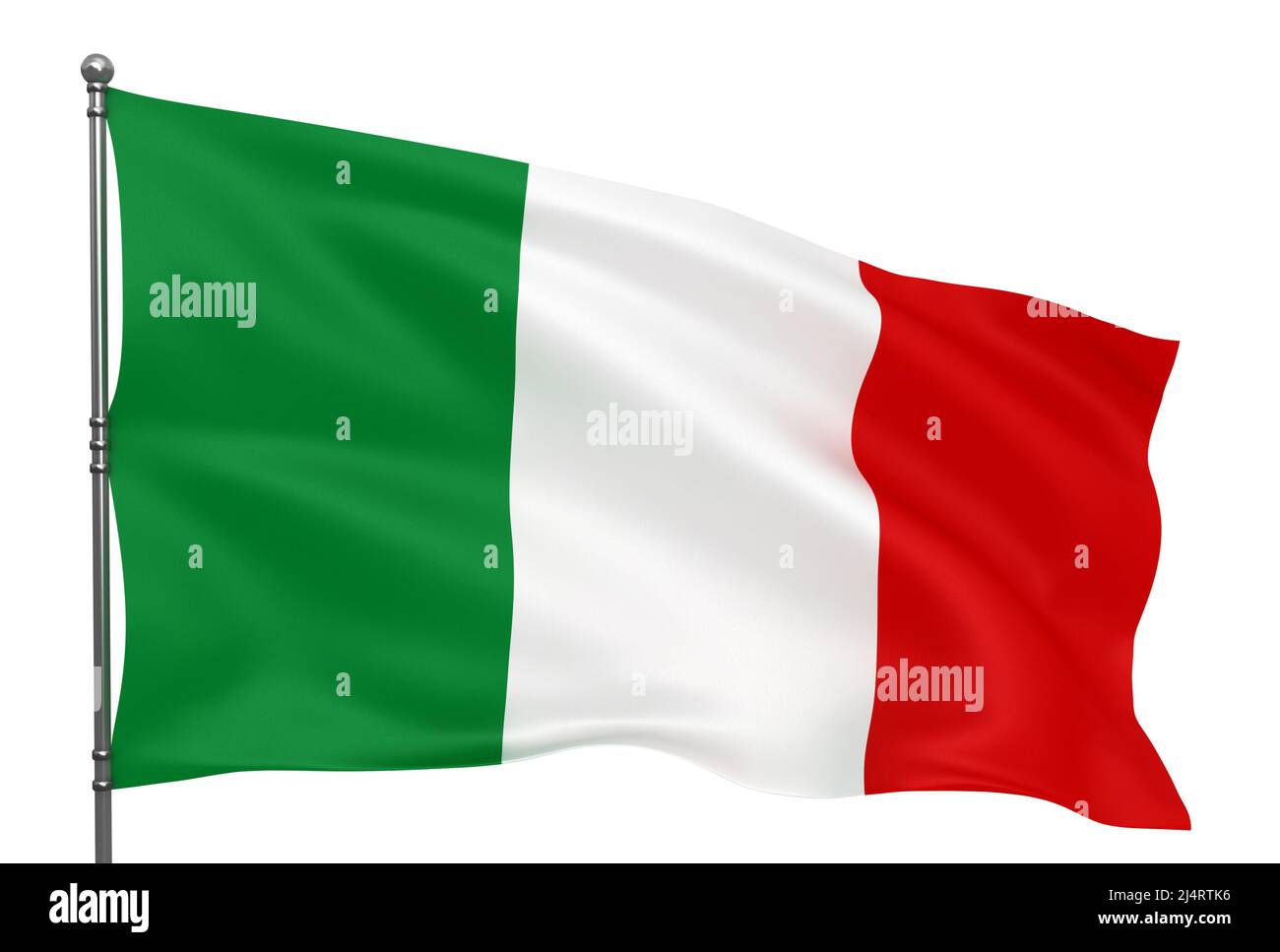 Waving Italian flag isolated over white background Stock Photo