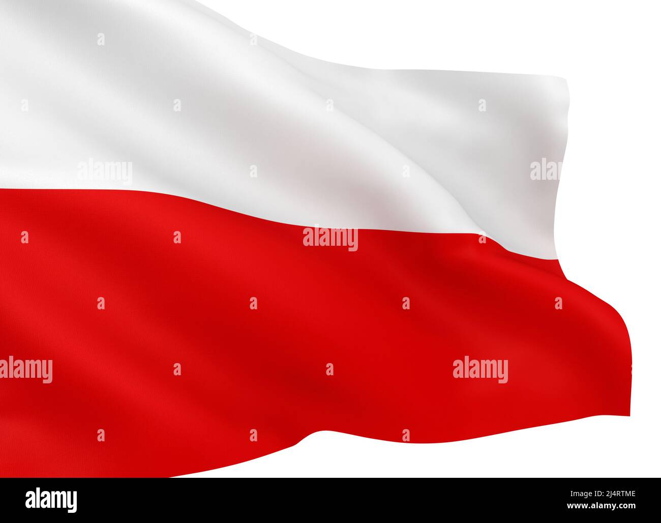 Waving Polish flag isolated over white background Stock Photo