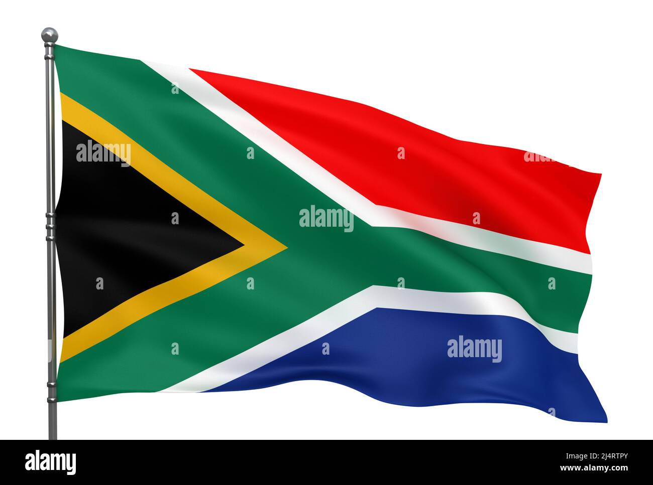 Waving South African flag isolated over white background Stock Photo Alamy