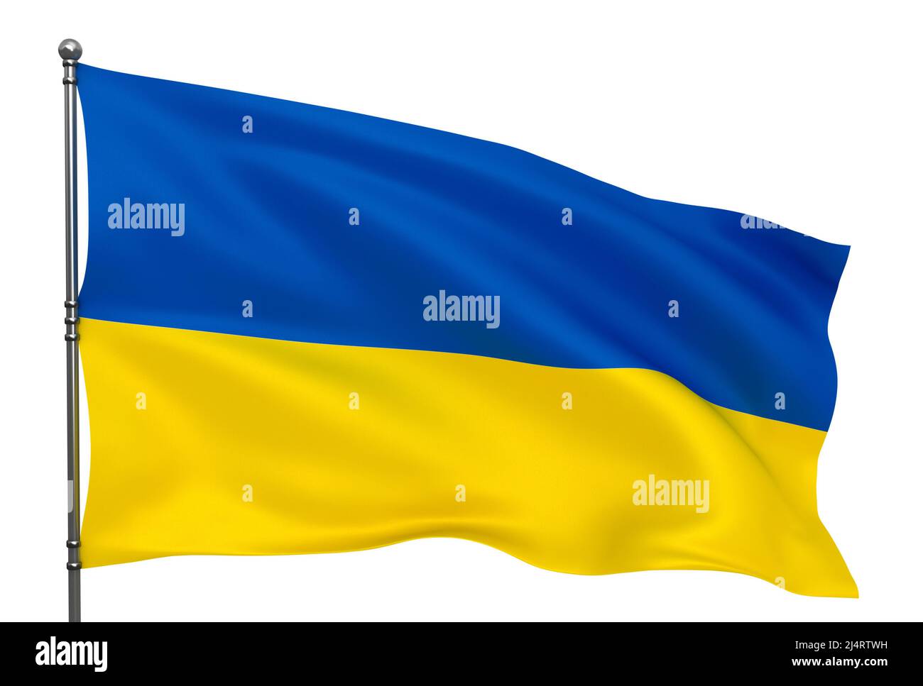 Waving Ukrainian flag isolated over white background Stock Photo