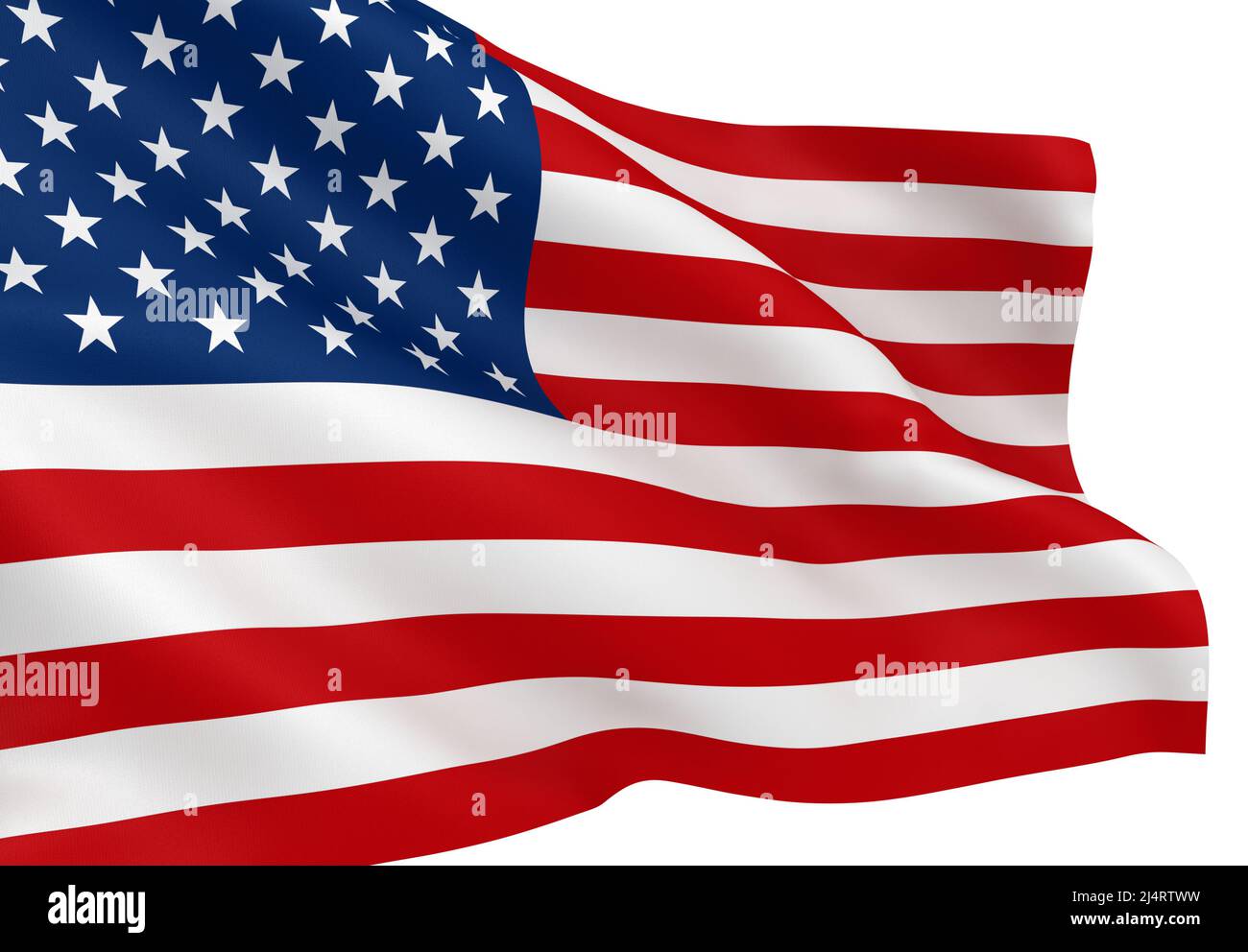 Waving American flag isolated over white background Stock Photo