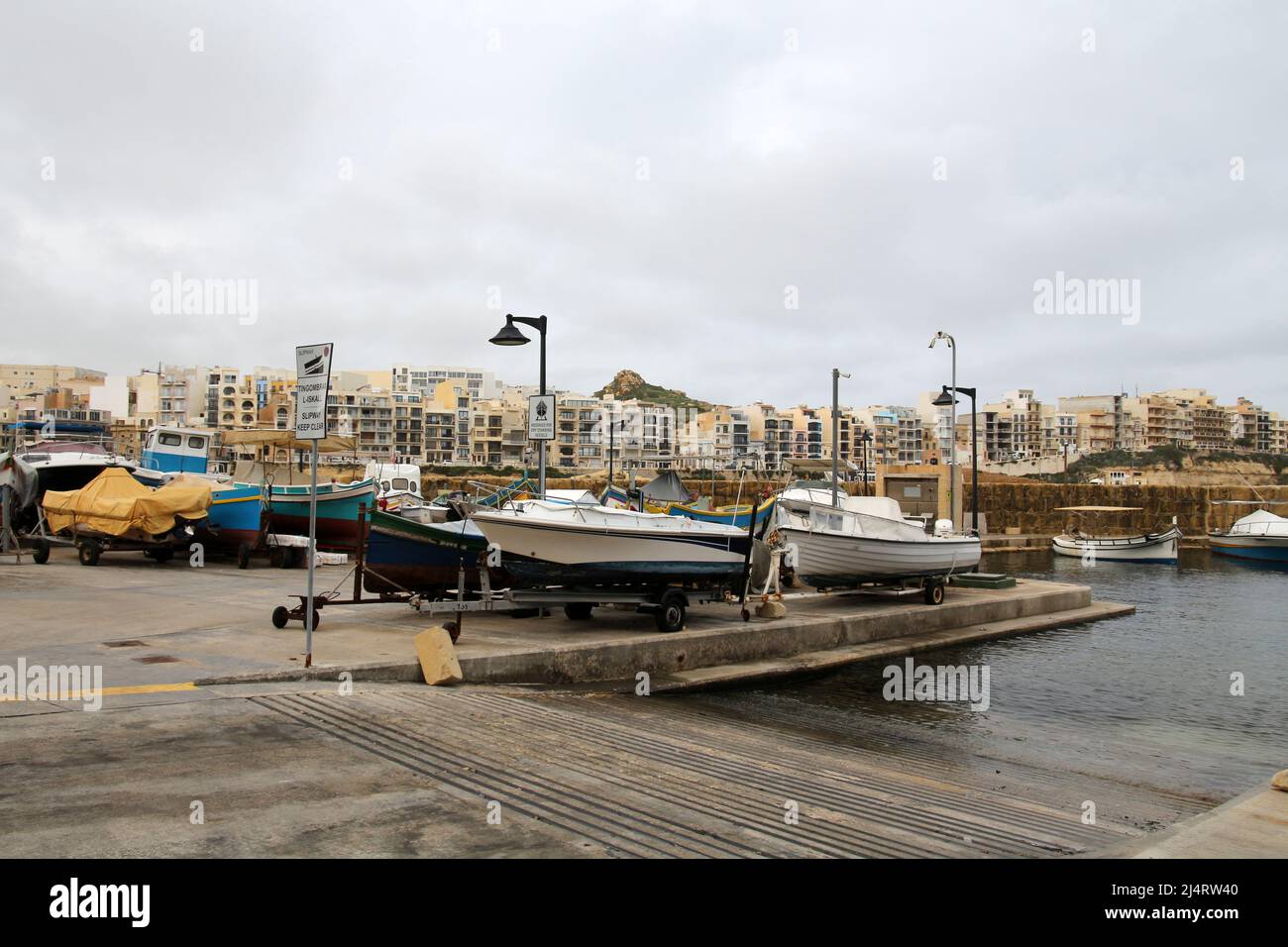 View of Marsalforn harbor on the island of Gozo, Malta Stock Photo