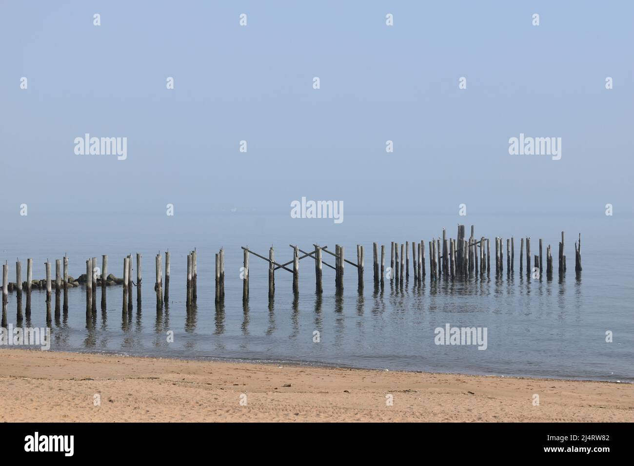 Disused pier on Eastern shore of Staten Island, New York, USA Stock Photo