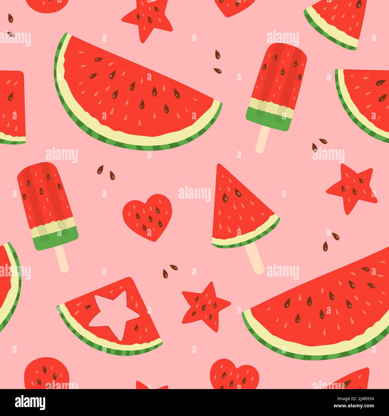 Watermelon seamless pattern and flat design vector Stock Vector Image ...