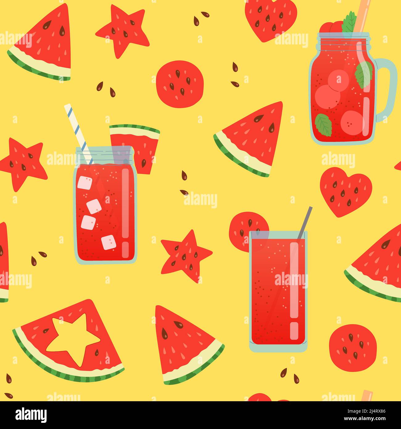 Watermelon seamless pattern and flat design vector Stock Vector Image ...