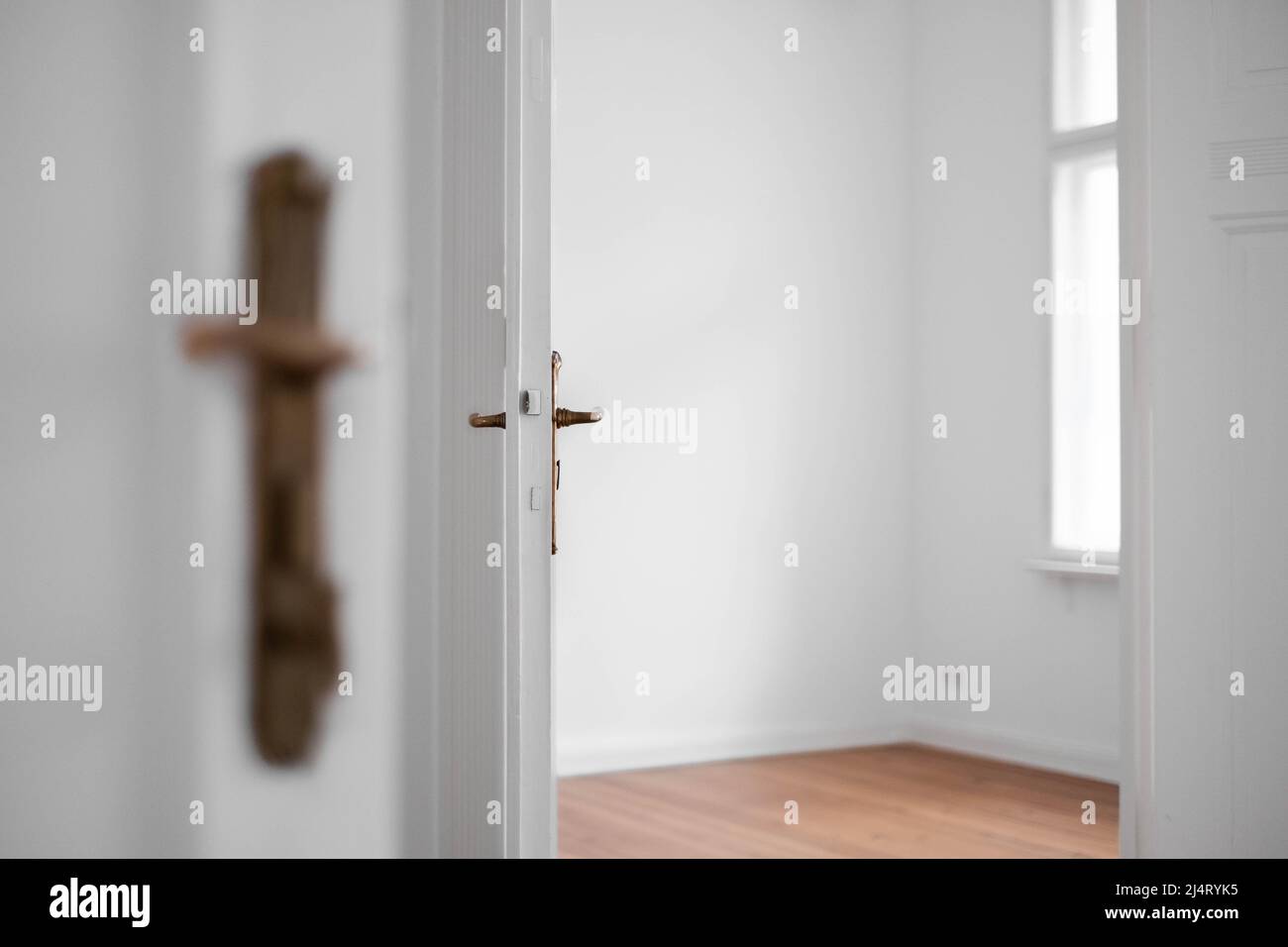 empty apartment room in old building , flat for rent - Stock Photo