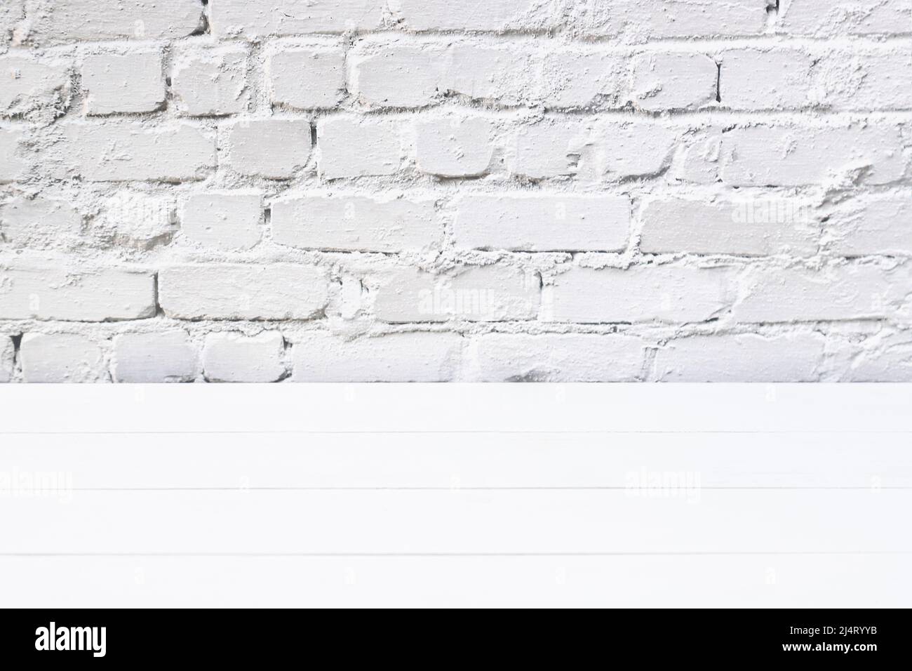White wood and brick background. Stock Photo