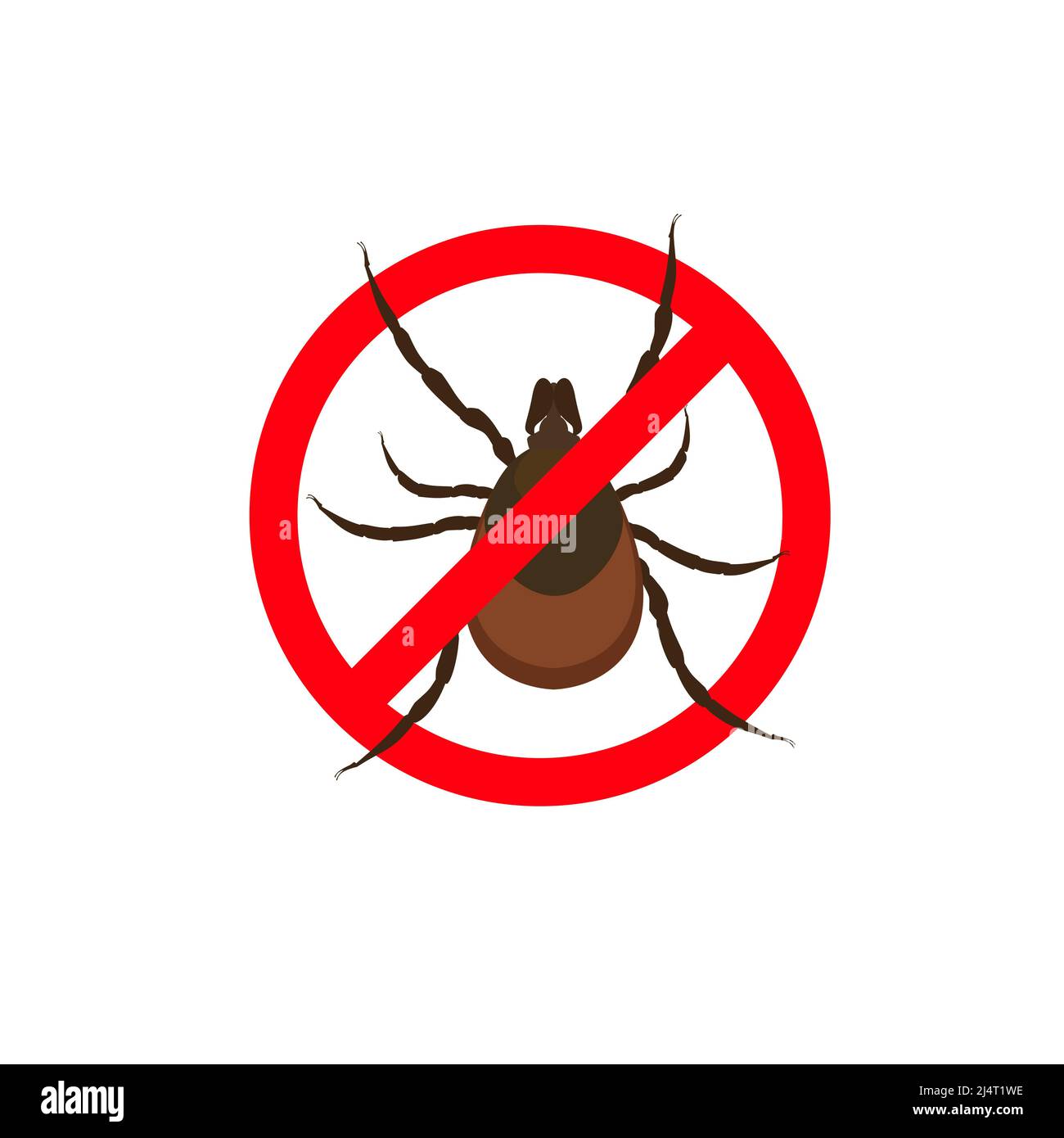 Tick parasite. Dog mite prohibited sign, parasite warning sign. Great for design parasite pest control, parasites extermination, disinsection service, Stock Vector