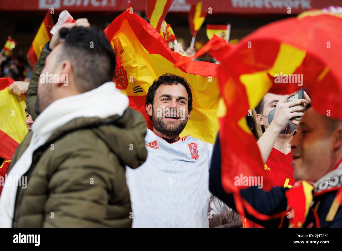 BARCELONA - MAR 26: Spanish fans during the International Friendly