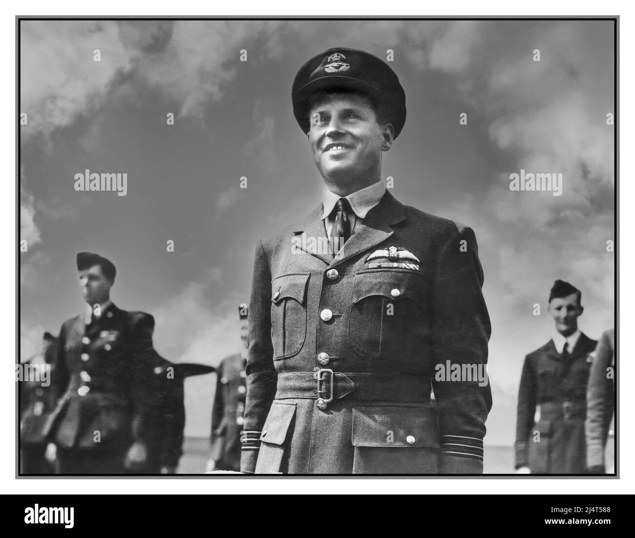 Dambuster Wing Commander Guy Gibson awarded The Victoria Cross medal for the daring British RAF ‘Bouncing Bomb’ Dambusters raid: 1943 Stock Photo