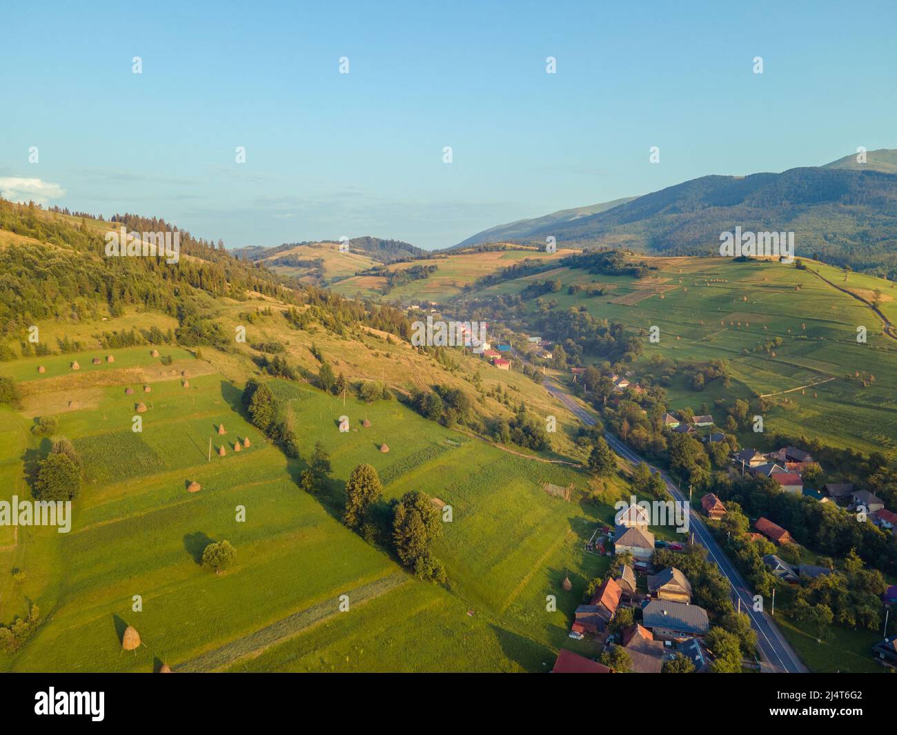 aerial view of the village in carpathian mountains Ukraine Stock Photo ...