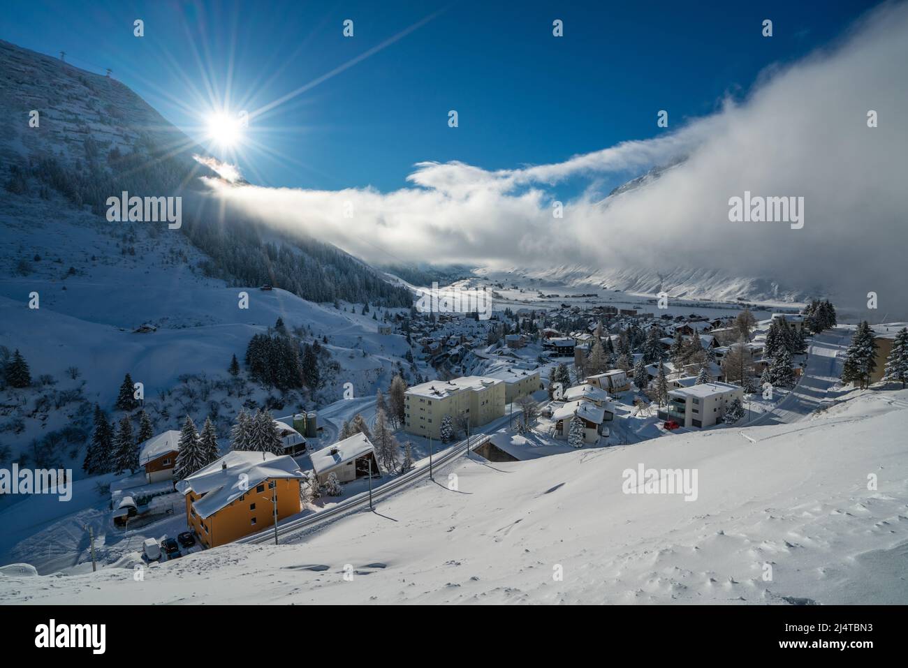 The village andermatt in winter hi-res stock photography and images - Alamy