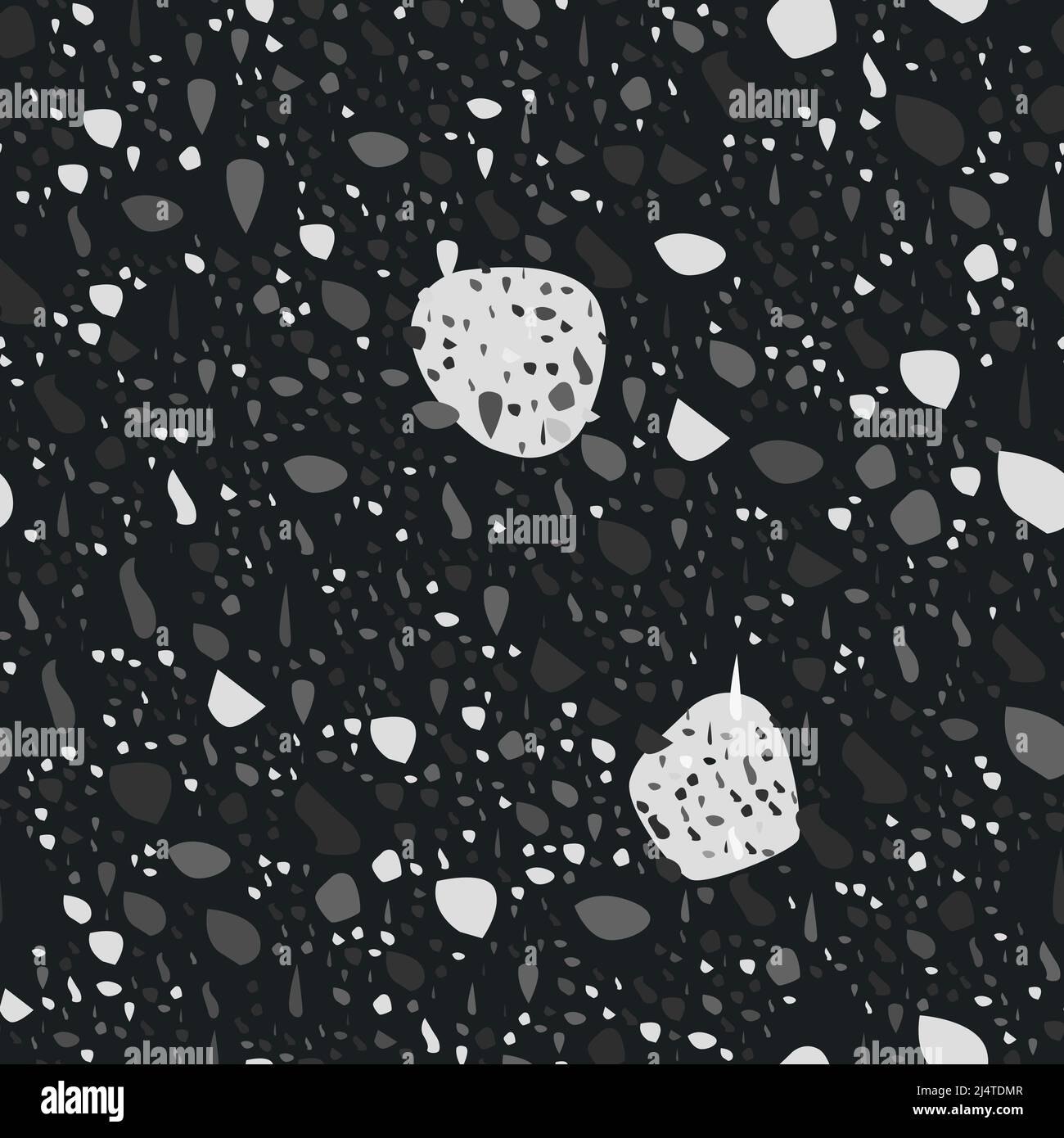 Terrazzo seamless pattern vector texture in dark colors. Realistic ...