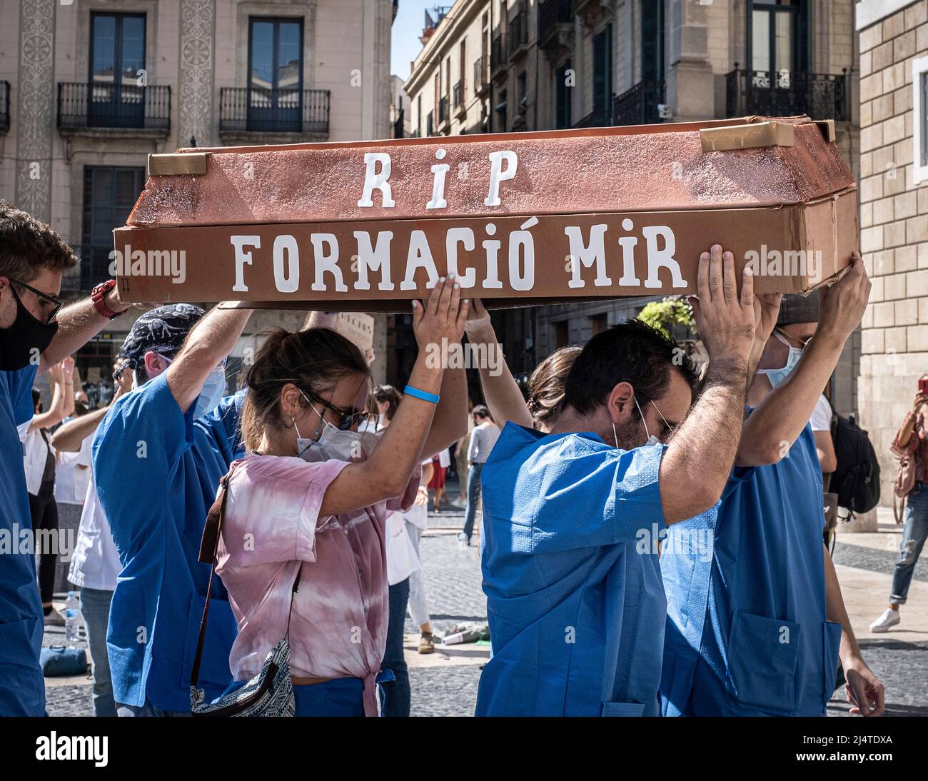 Demonstration. Hundreds of Internal Resident Doctors (MIR) protesting the deplorable conditions in which they have to carry out their work. A stage du Stock Photo