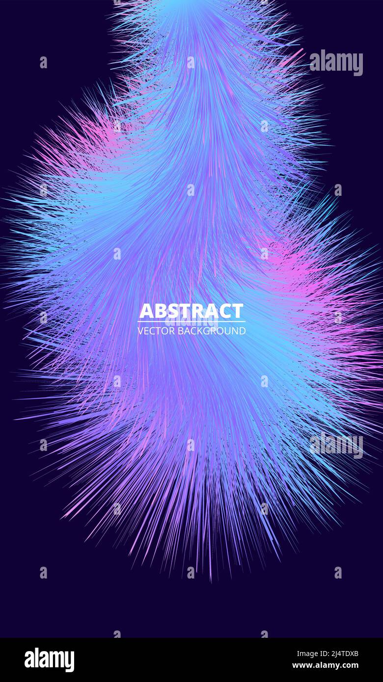 Multicolored synthetic fluffy fur on dark blue vector cover. Multicolor vertical abstract background. Synthetic colorful feather. Vector illustration Stock Vector