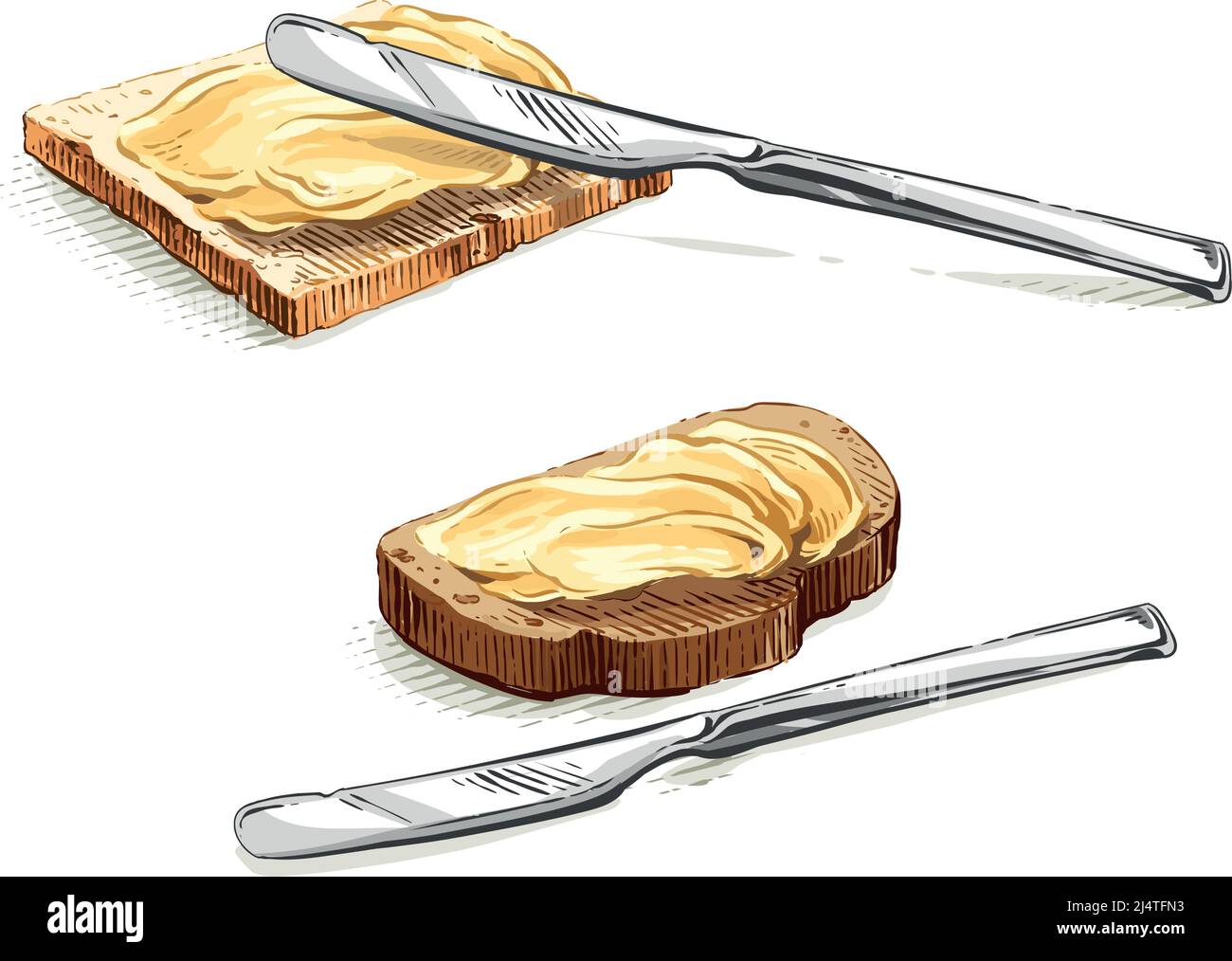 butter hand drawing sketch engraving illustration style vector Stock