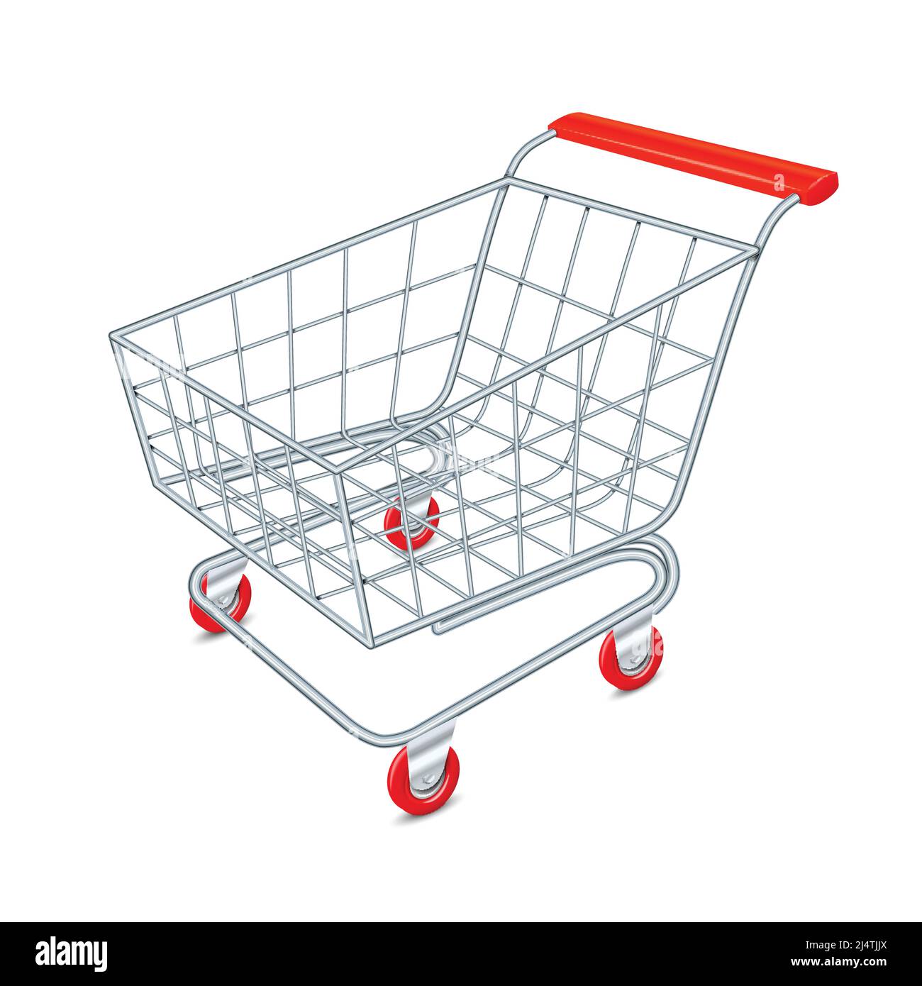 Empty supermarket shopping cart 3d isolated on white background vector ...