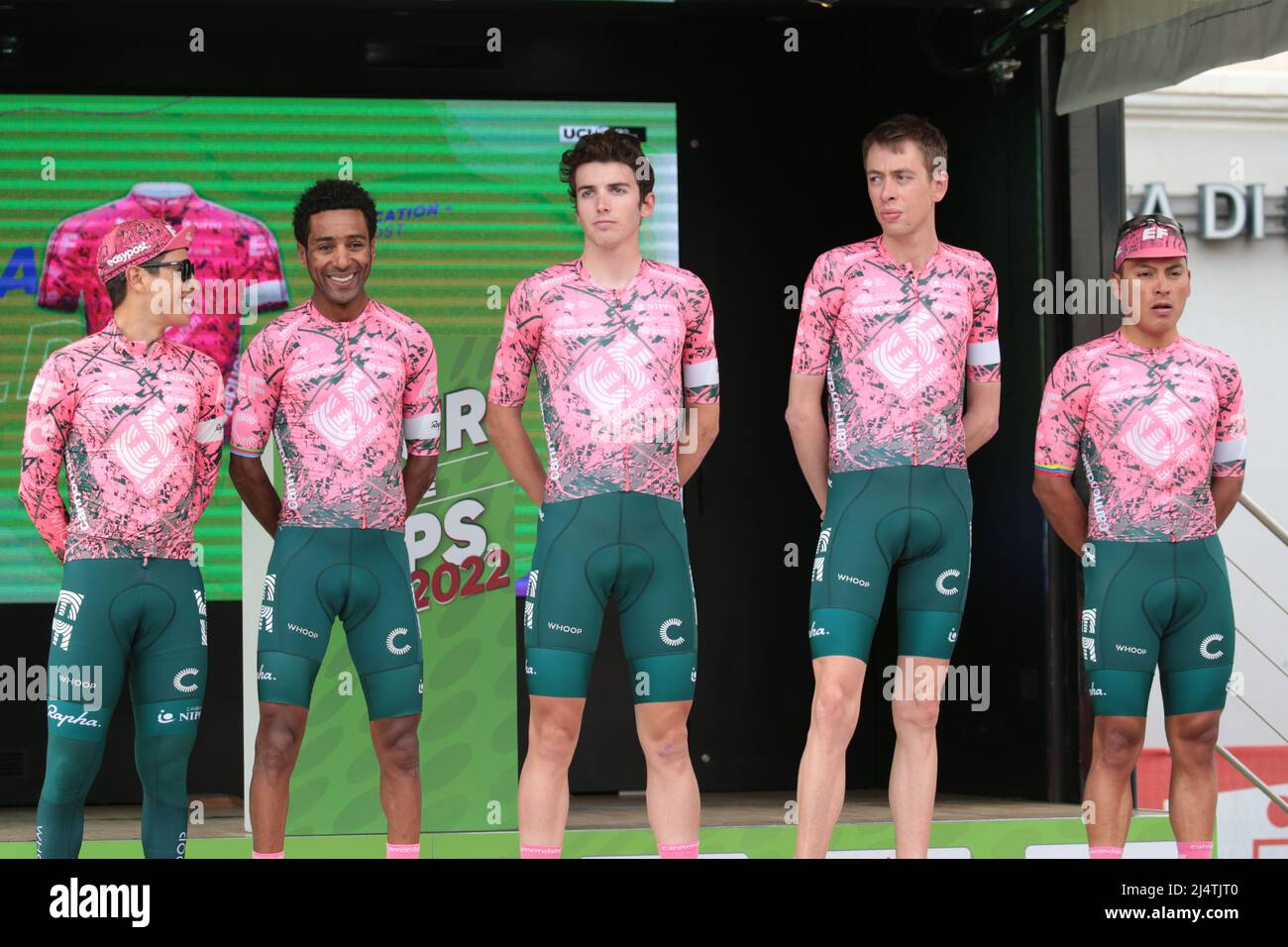 17th 4 2022; Cles, Italy; 2022 UCI Tour of the Alps., Team EF Education Easypost; Stock Photo