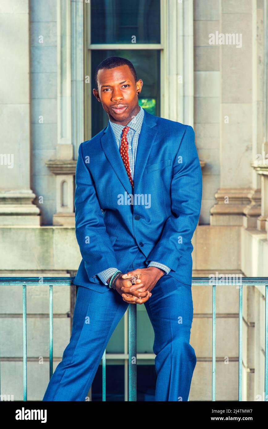 Portrait of Black Businessman. Dressing formally in blue suit ...