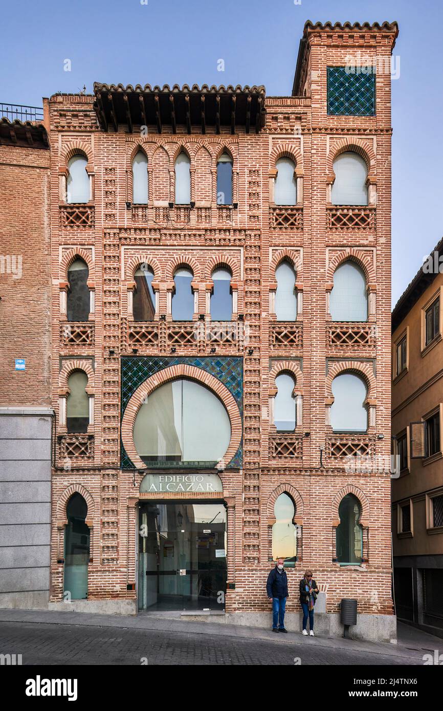 emblematic and representative Alcázar building in the historic center of Toledo. Neomudejar style building, Castilla la Mancha, Spain, Europe Stock Photo