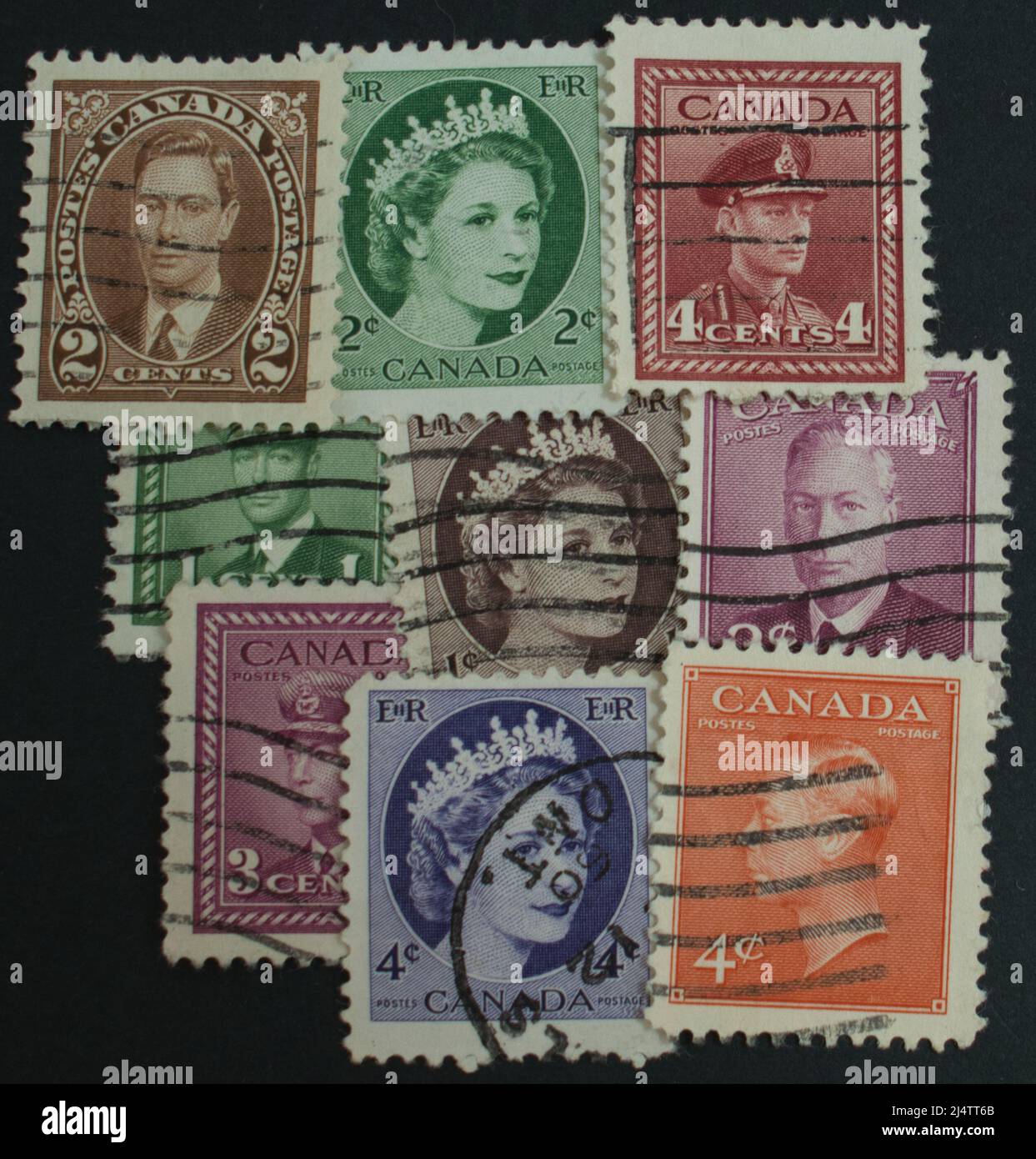 Lot of Canadian postage stamps Stock Photo