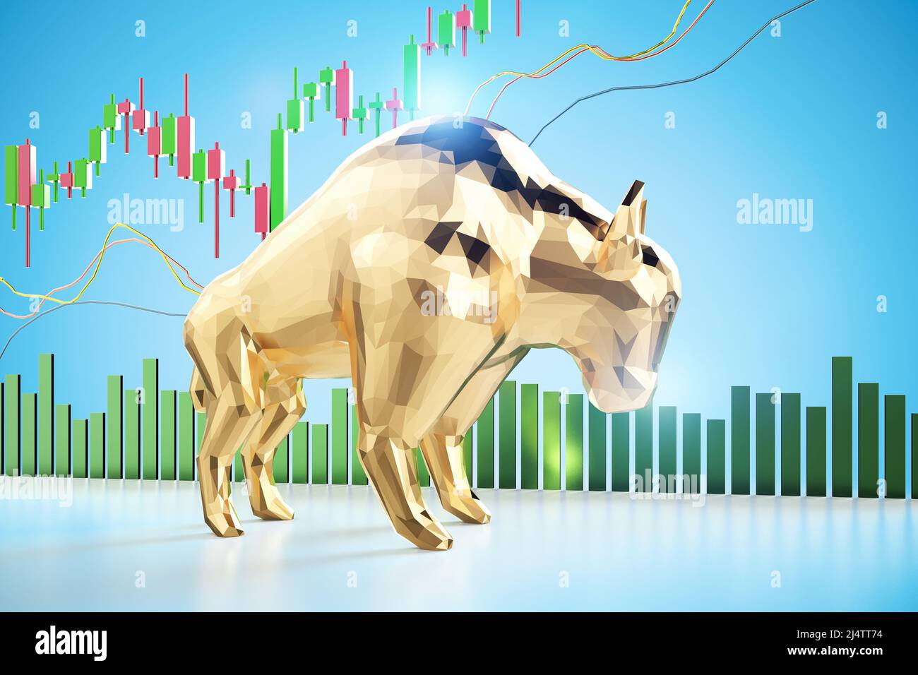 Bull and bear economy concept with 3d rendering bull and bear confront Stock Photo