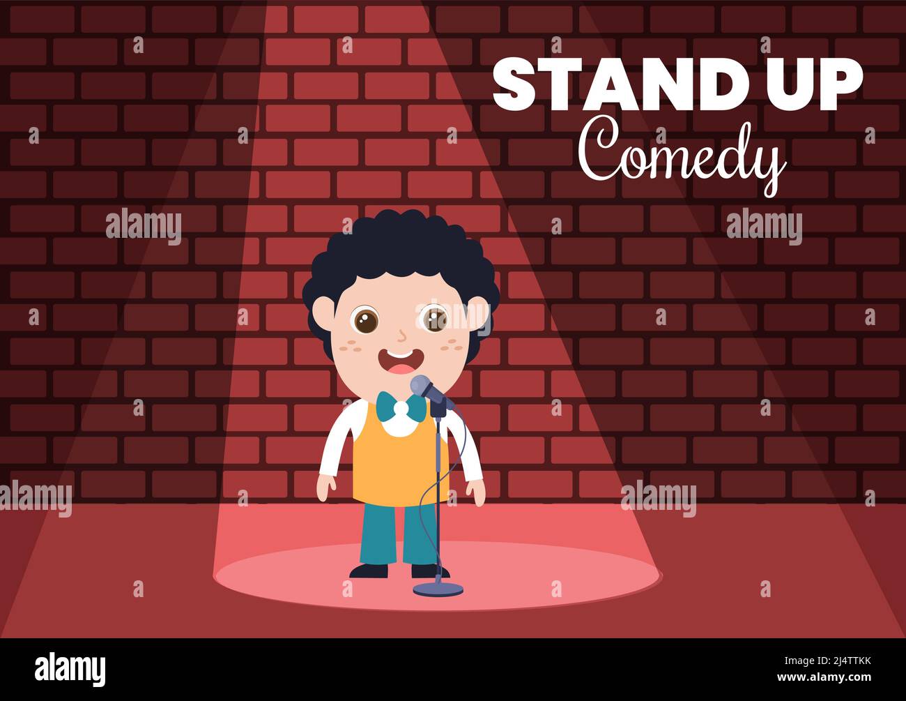 Stand Up Comedy Show Theater Scene with Red Curtains and Open Microphone to  Comedian Performing on Stage in Flat Style Cartoon Illustration Stock  Vector Image & Art - Alamy
