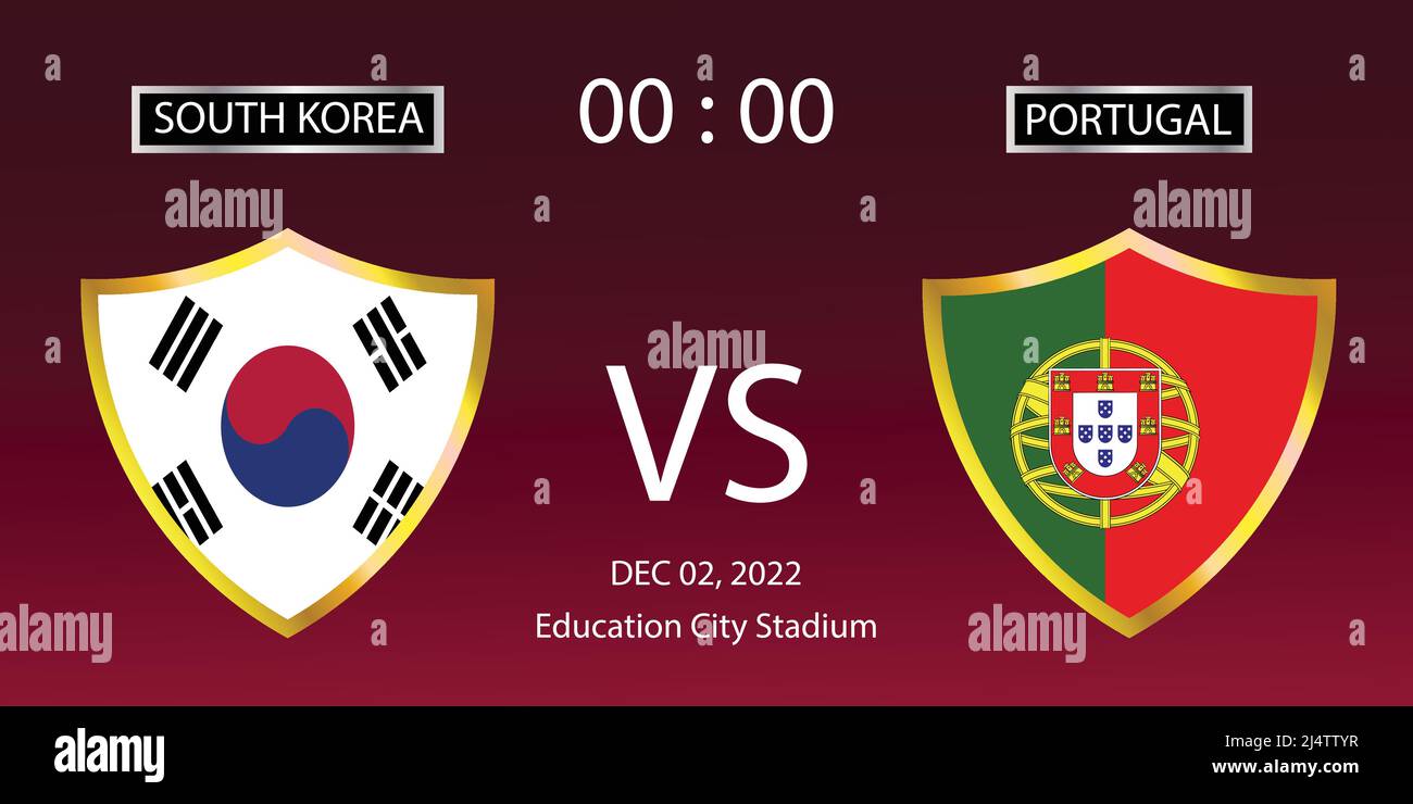 FIFA world cup Qatar 2022. Group stage matches. South Korea vs Portugal.  Match 46. Vector Illustration. eps 10 Stock Vector Image & Art - Alamy