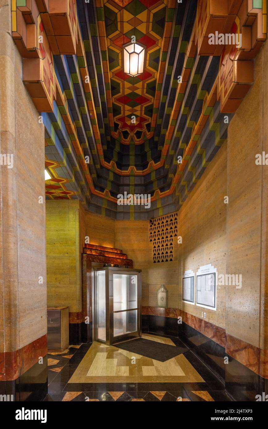 interior tile decoration, the Guardian Building landmark skyscraper 500 Griswold Street, Detroit, Michigan, USA Stock Photo