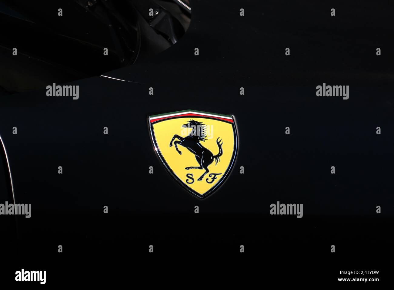 The Ferrari Prancing Horse Emblem Stock Photo