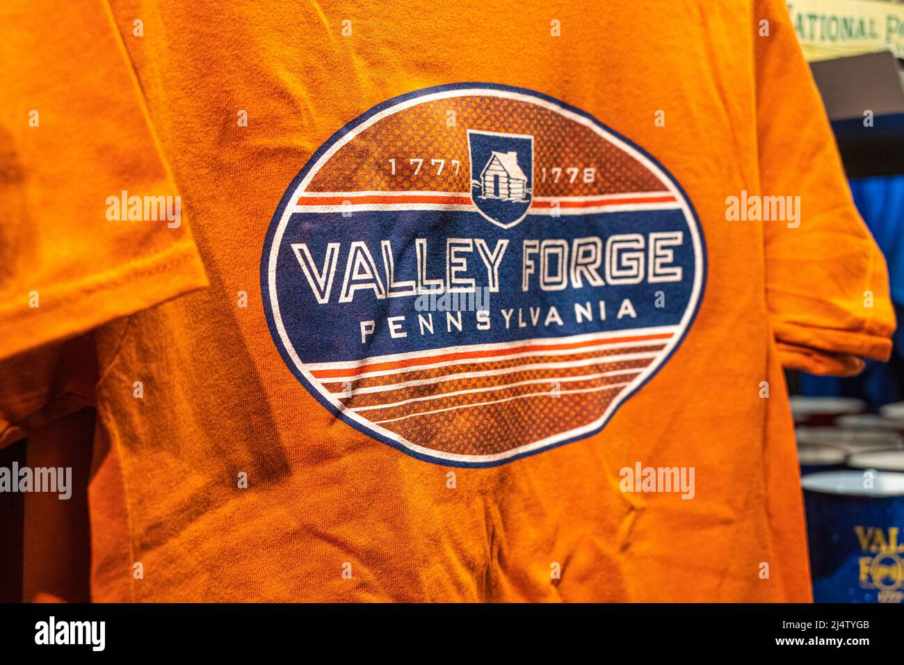 Valley Forge souvenir t-shirt at the Valley Forge National Historical Park Visitor Center in King of Prussia, Pennsylvania. (USA) Stock Photo
