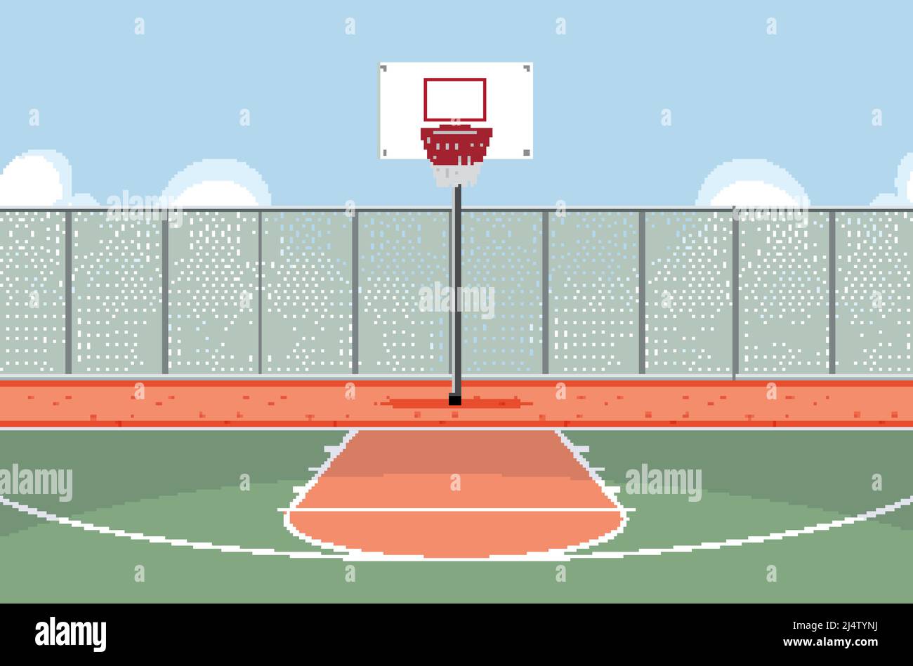 Empty basketball court scene illustration Stock Vector