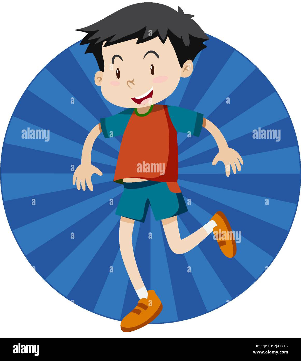 Active boy simple cartoon character illustration Stock Vector Image