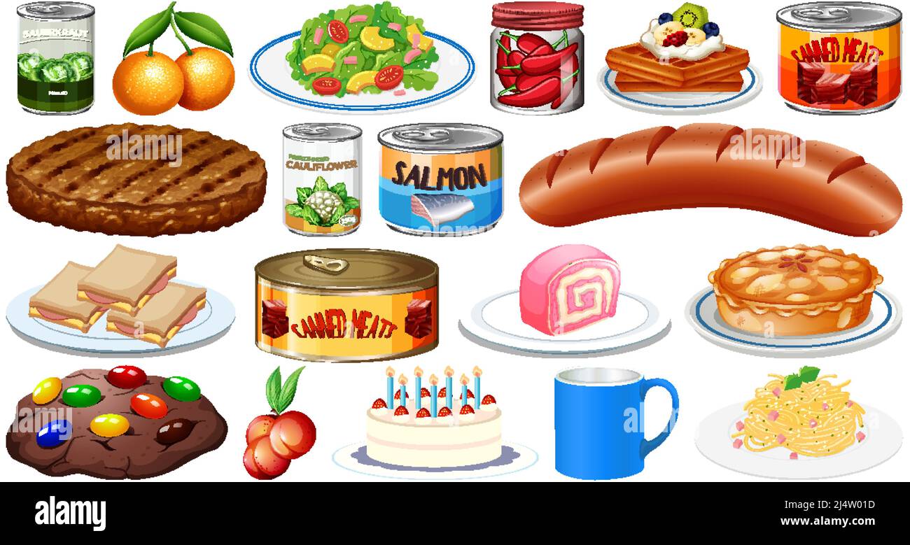 Set of different foods illustration Stock Vector Image & Art - Alamy