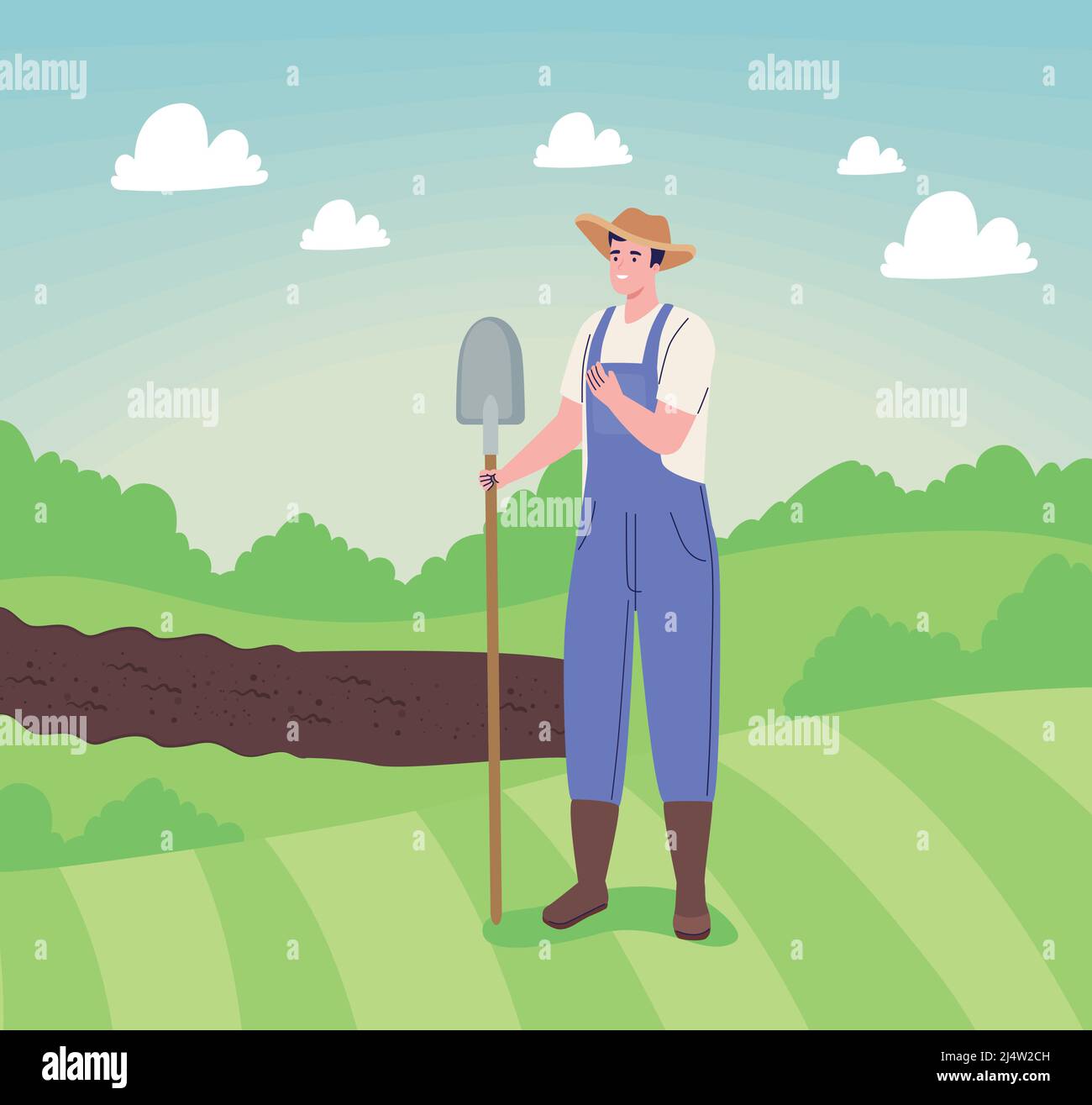 farmer with shovel scene Stock Vector Image & Art - Alamy