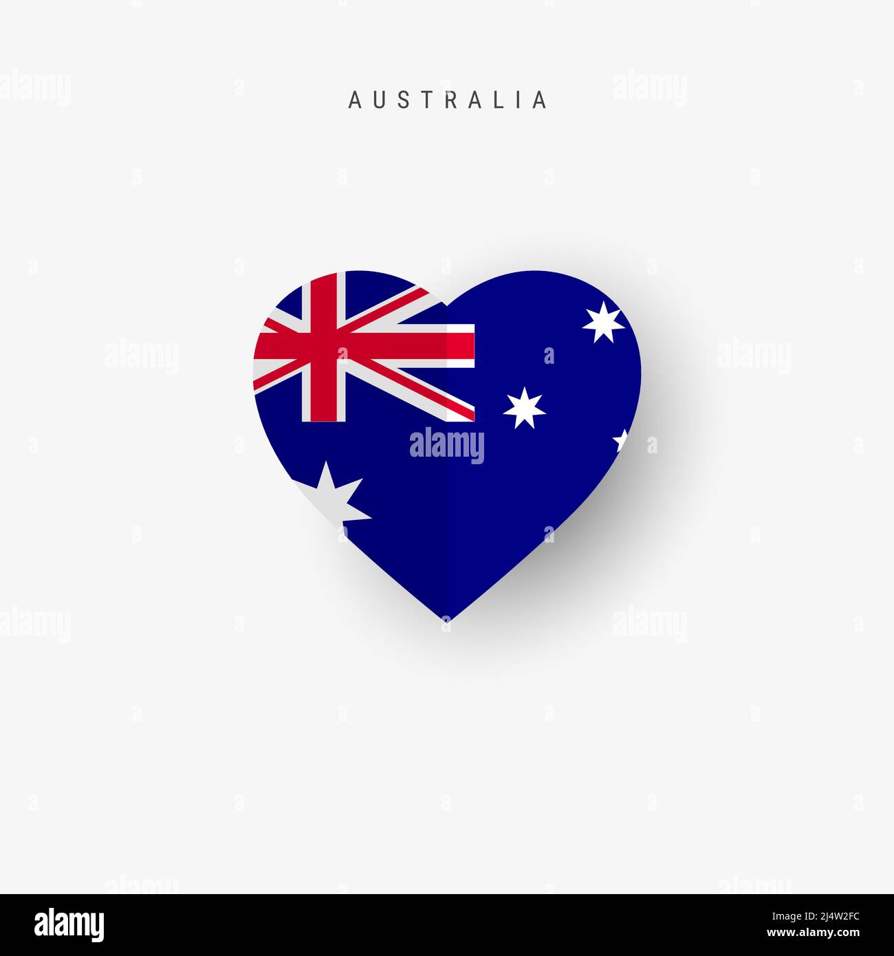 Australia heart shaped flag. Origami paper cut Australian national