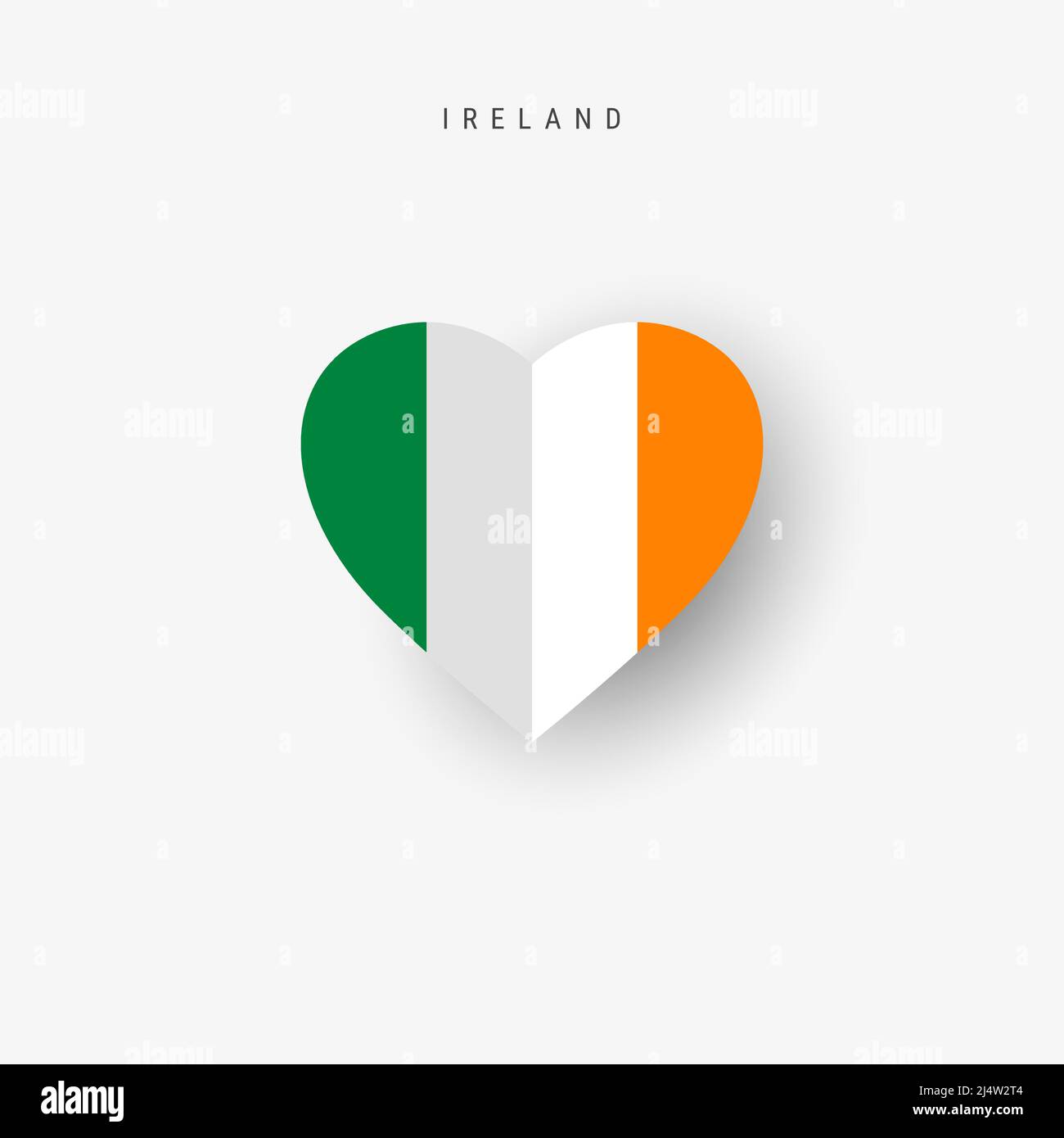 Ireland heart shaped flag. Origami paper cut Irish national banner. 3D