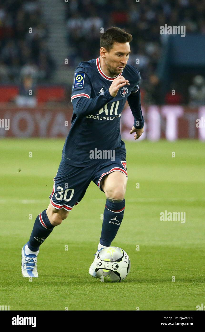 Paris, France. 17th Apr, 2022. Lionel Messi of PSG during the French  championship Ligue 1 football match between Paris Saint-Germain (PSG) and  Olympique de Marseille (OM) on April 17, 2022 at Parc