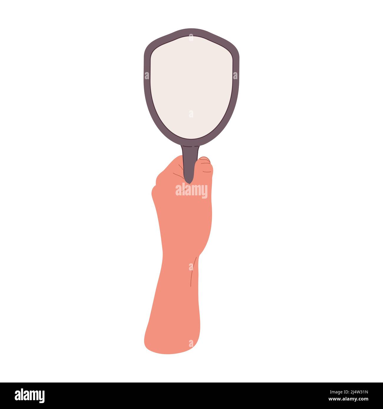 Male hand holding mirror.Flat vector cartoon illustration. Stock Vector