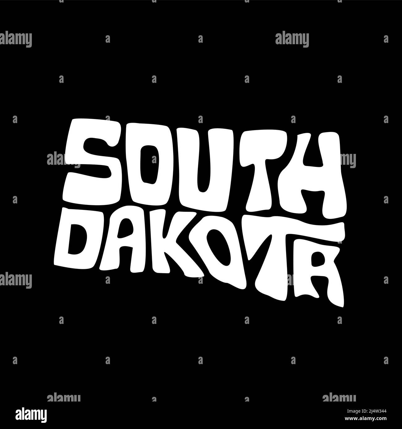 South Dakota map typography. South Dakota state map typography. South Dakota lettering Stock