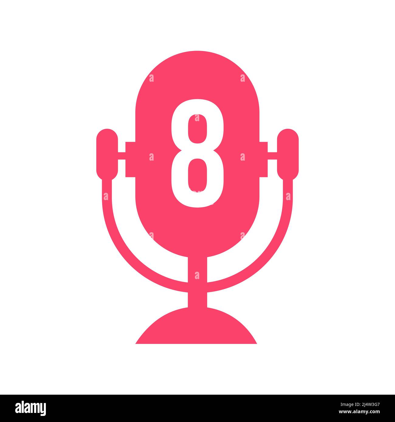 Podcast Radio Logo On Letter 8 Design Using Microphone Template. Dj ...