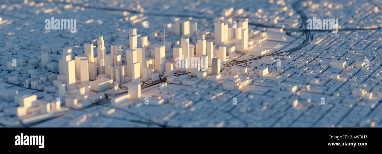 Los Angeles downtown 3D miniature model. 3D rendering Stock Photo - Alamy