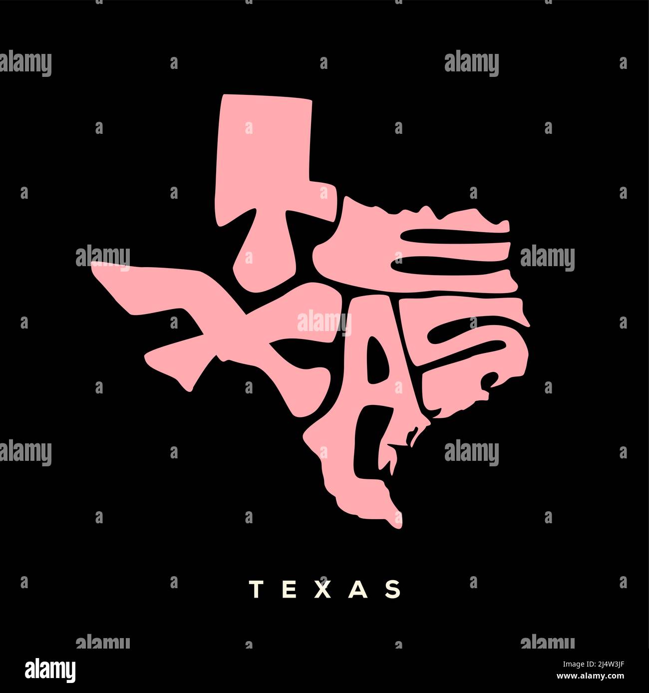 Texas state map typography. Texas map typography. Texas lettering. Stock Vector